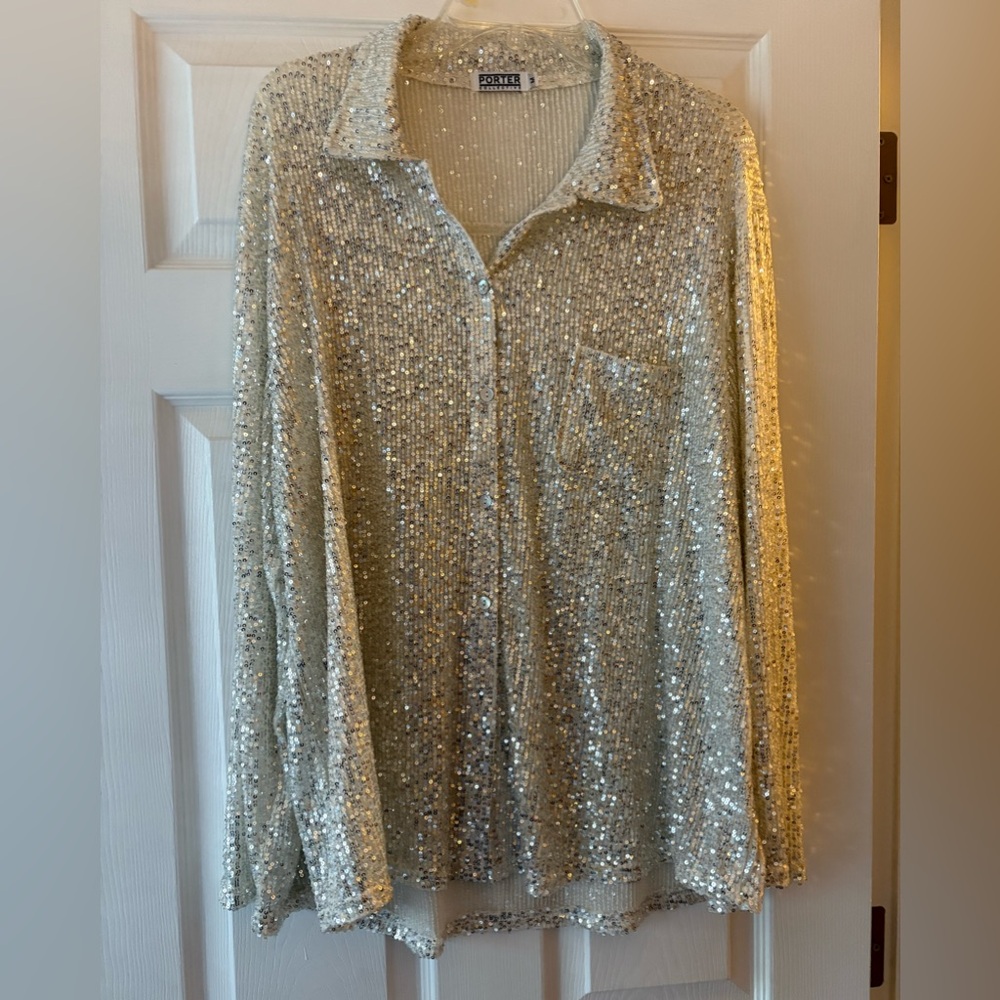 Beautiful Porter Collective Silver Sequin Shirt